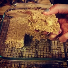 Vegan Banana Oat Breakfast Cake. I baked this last night and we ate half of it immediately! Great by itself or with a smear of vegan cream cheese or almond butter.